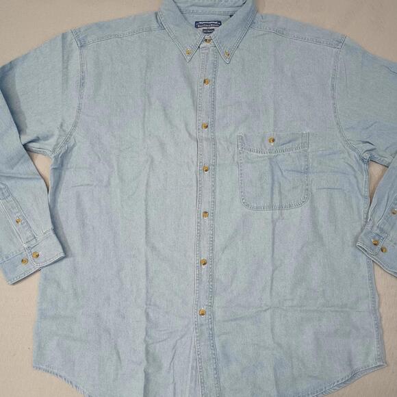 Women New Real Good Denim All Long Sleeve Light Blue Button Front Sz XL Shirt - Picture 2 of 7